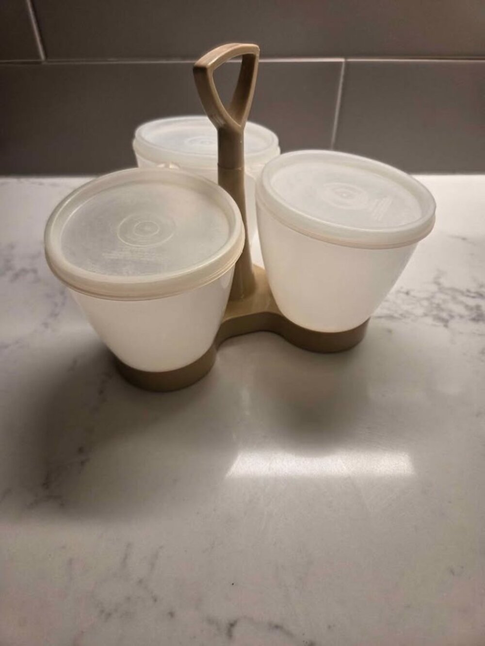 Vintage Tupperware condiments holder